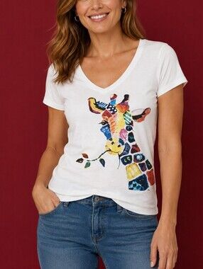 NORACORA Afrocentric Colorful Rainbow Giraffe T-shirt